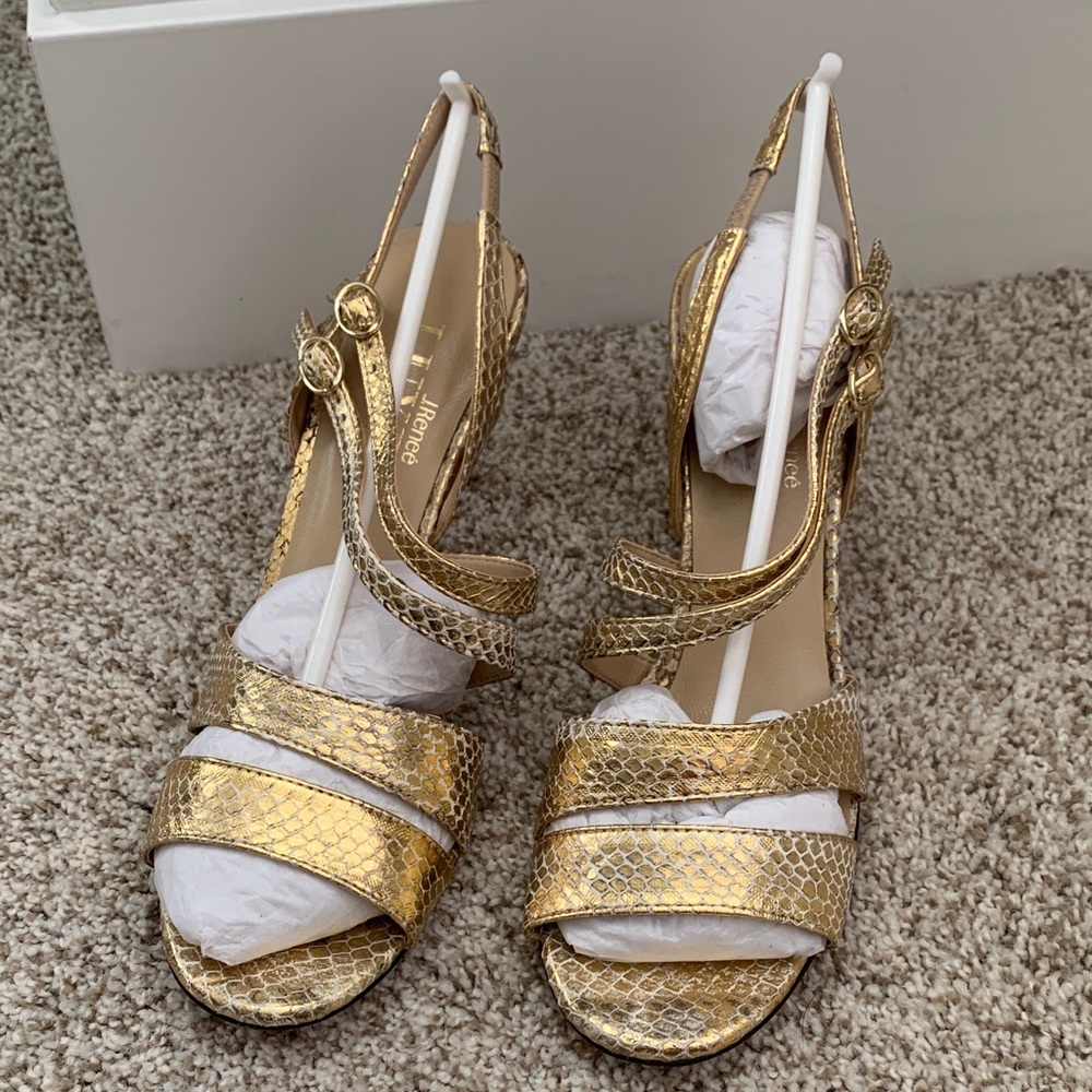 Luxe Gold Faux Alligator Textured Heels